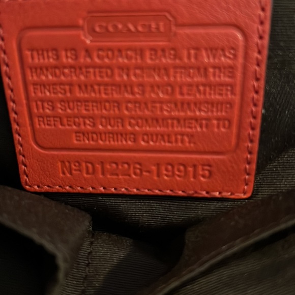 Vintage. Authentic. Leather and Canvas Orange Coach Satchel with Silver Details. - Picture 9 of 10